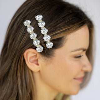 Barrette Hair Clip Set of 2 - Pearl White - Headbands of Hope