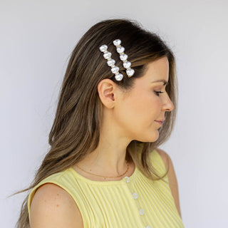 Barrette Hair Clip Set of 2 - Pearl White - Headbands of Hope