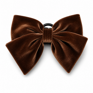 Velvet Bow Claw Clip - Mocha Brown