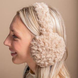 Foldable Plush Faux Fur Earmuffs - Light Brown