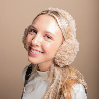 Foldable Plush Faux Fur Earmuffs - Light Brown