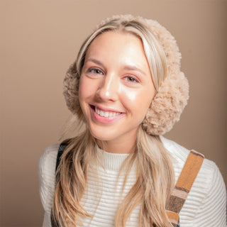 Foldable Plush Faux Fur Earmuffs - Light Brown