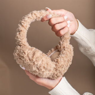 Foldable Plush Faux Fur Earmuffs - Light Brown