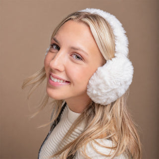 Foldable Plush Faux Fur Earmuffs - Cream