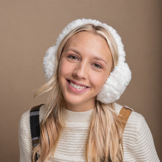 Foldable Plush Faux Fur Earmuffs - Cream