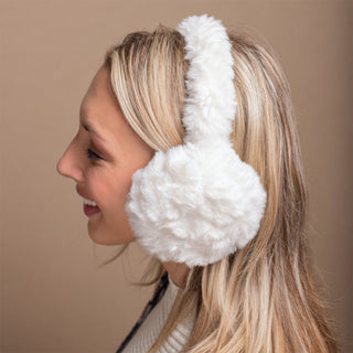 Foldable Plush Faux Fur Earmuffs - Cream
