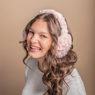 Foldable Plush Faux Fur Earmuffs - Light Pink