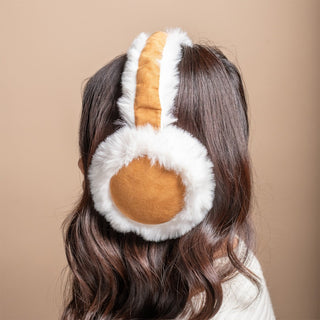 Shearling Faux Fur Earmuffs - Camel + Cream