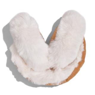 Shearling Faux Fur Earmuffs - Camel + Cream