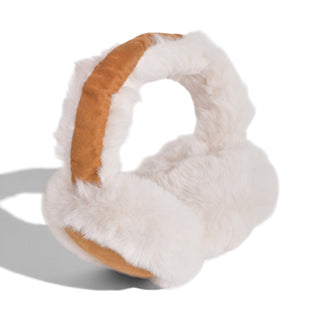 Shearling Faux Fur Earmuffs - Camel + Cream