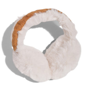 Shearling Faux Fur Earmuffs - Camel + Cream