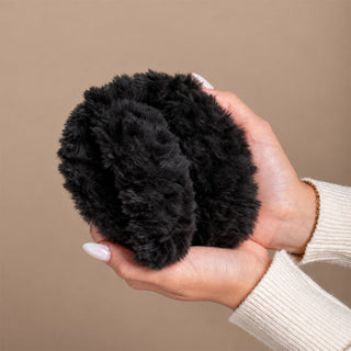 Foldable Plush Faux Fur Earmuffs - Black
