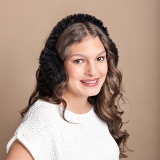 Foldable Plush Faux Fur Earmuffs - Black