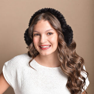 Foldable Plush Faux Fur Earmuffs - Black