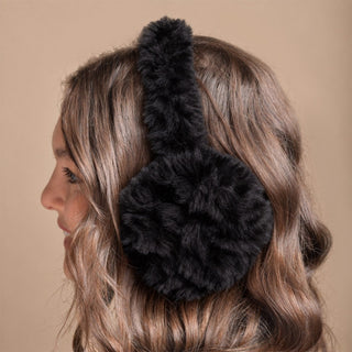 Foldable Plush Faux Fur Earmuffs - Black