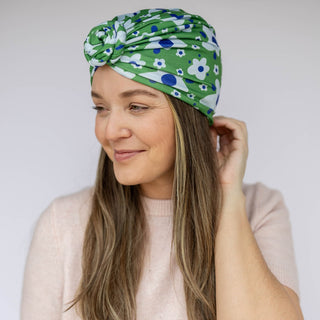 Luxe Bamboo Hope Full Coverage Turban - St. Baldrick's Floral - Headbands of Hope