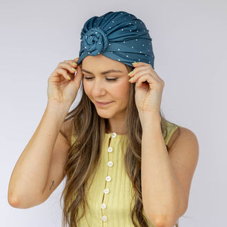 Turbante Hope Luxe Bamboo para mujer - Lunares jade oscuro