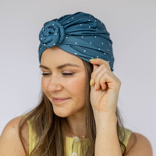 Turbante Hope Luxe Bamboo para mujer - Lunares jade oscuro