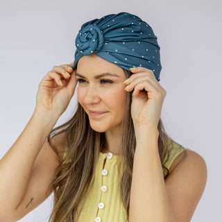 Turbante Hope Luxe Bamboo para mujer - Lunares jade oscuro