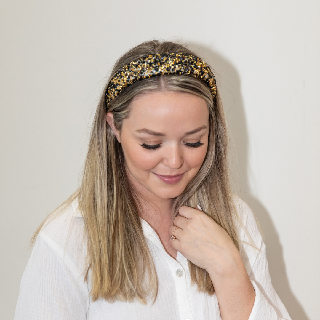 All That Glitters Headband Black Gold Headbands of Hope