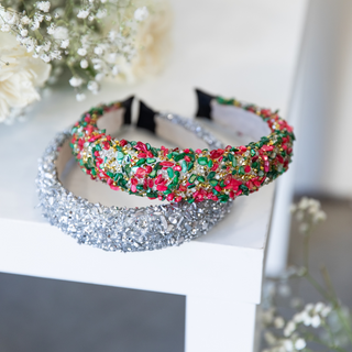 Limited Edition All That Glitters Headband - Christmas Red + Green