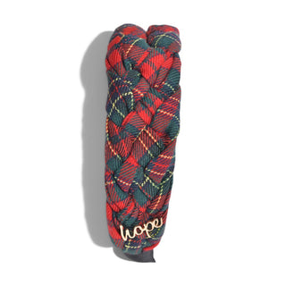 Blushing Braid Headband - Red + Green Plaid