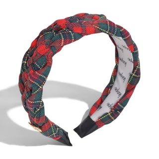 Blushing Braid Headband - Red + Green Plaid