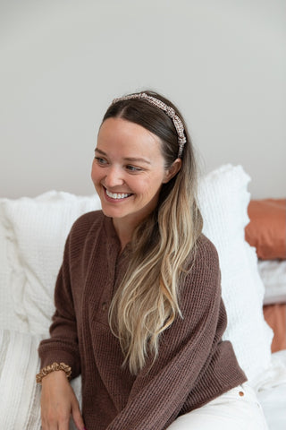 Knotted Tweed Headband - Espresso Maroon - Headbands of Hope