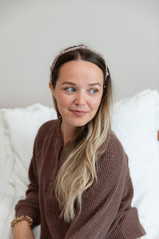 Knotted Tweed Headband - Espresso Maroon - Headbands of Hope