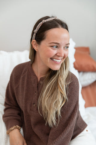 Knotted Tweed Headband - Espresso Maroon - Headbands of Hope