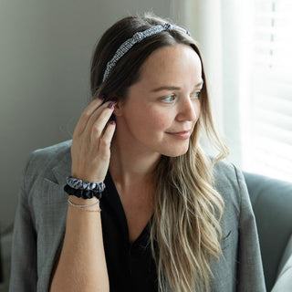 Satin Scrunchie Set - Black, Gray, Light Blue