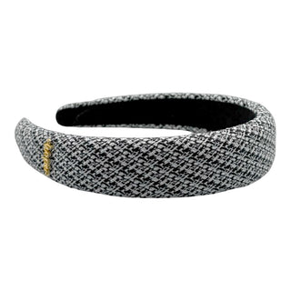 Classic Padded Tweed Headband - Black Ivory - Headbands of Hope