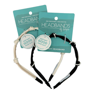 Knotted Satin Headband - Ivory Pearl - Headbands of Hope