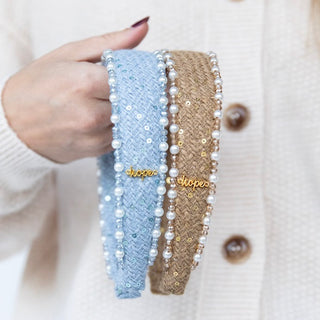 Classic Pearl Headband - Sky Blue - Headbands of Hope