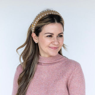 Classic Pearl Headband - Tan - Headbands of Hope