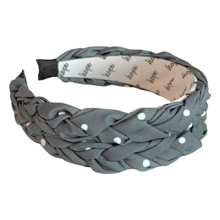 Blushing Braid Headband - Dark Jade Polka Dot - Headbands of Hope