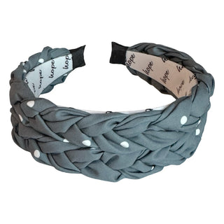 Blushing Braid Headband - Dark Jade Polka Dot - Headbands of Hope