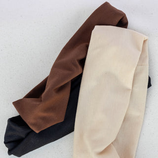 Wide Headwrap Set of 3 - Black + Brown + Beige - Headbands of Hope