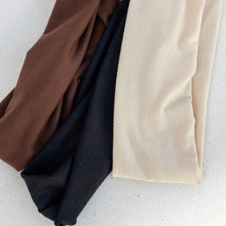 Wide Headwrap Set of 3 - Black + Brown + Beige - Headbands of Hope