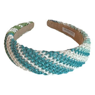 Classic Padded Woven Raffia Headband - Ocean Blue + Green - Headbands of Hope