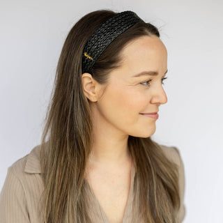 Wide Woven Headband - Black - Headbands of Hope