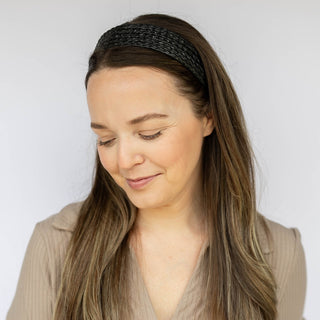 Wide Woven Headband - Black