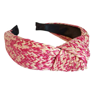 Raffia Top Knot Headband - Pink - Headbands of Hope