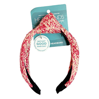 Raffia Top Knot Headband - Pink - Headbands of Hope
