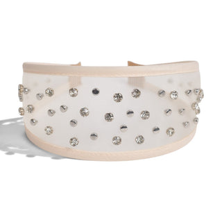 Diadema de malla con cristales - Crema