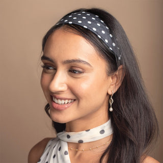 Wide Polka Dot Head Wrap Set of 3 - Black + Brown + Beige
