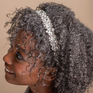 Thin Heirloom Jewel Headband - Silver
