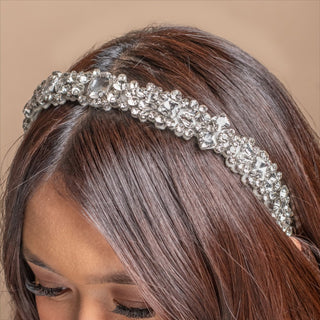 Thin Heirloom Jewel Headband - Silver