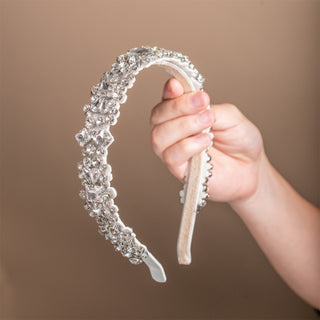 Thin Heirloom Jewel Headband - Silver