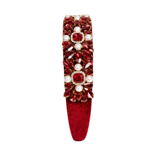 Wide Heirloom Jewel Headband - Ruby Red